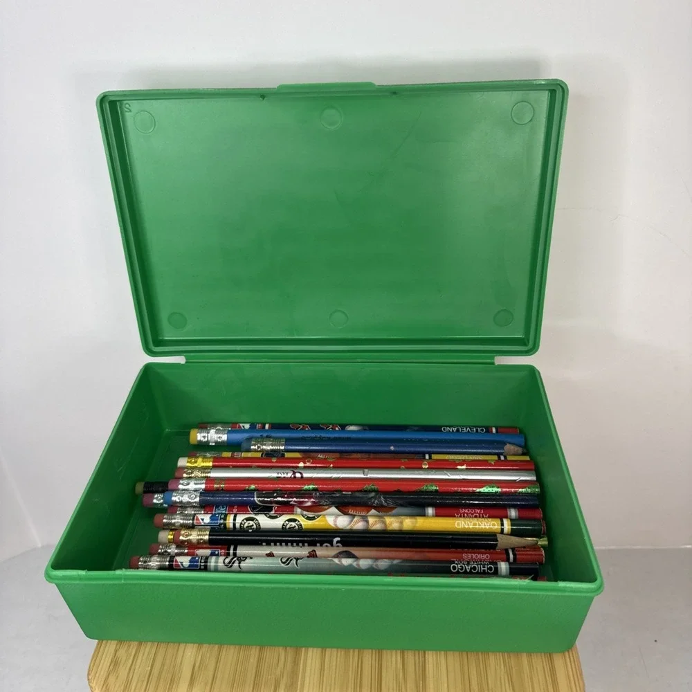 Sterling Green School Box #268 80s 1988 With 30 VTG Sports ETC School Pencils